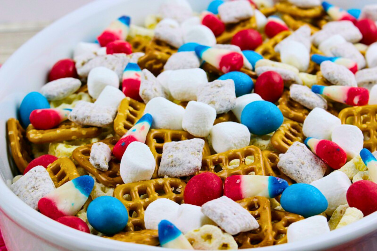 Red, white and blue snack