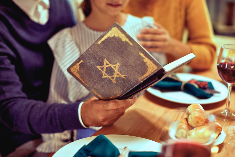 jewish family reading a book