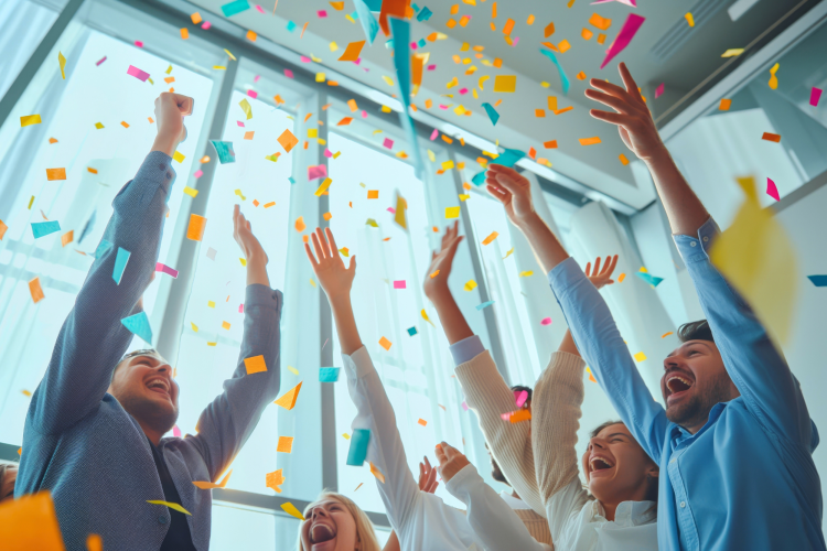 Confetti in an office