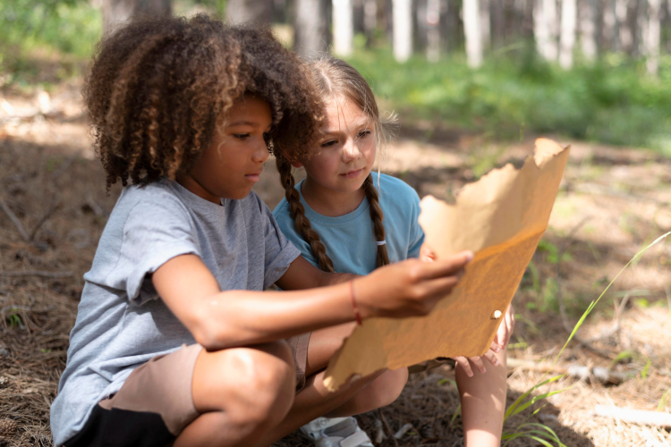 kids participating in a treasure hunt