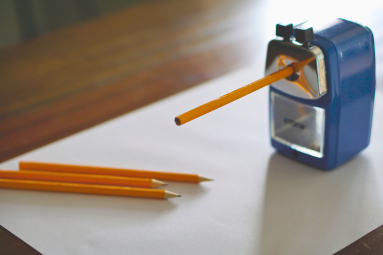 pencils being sharpened