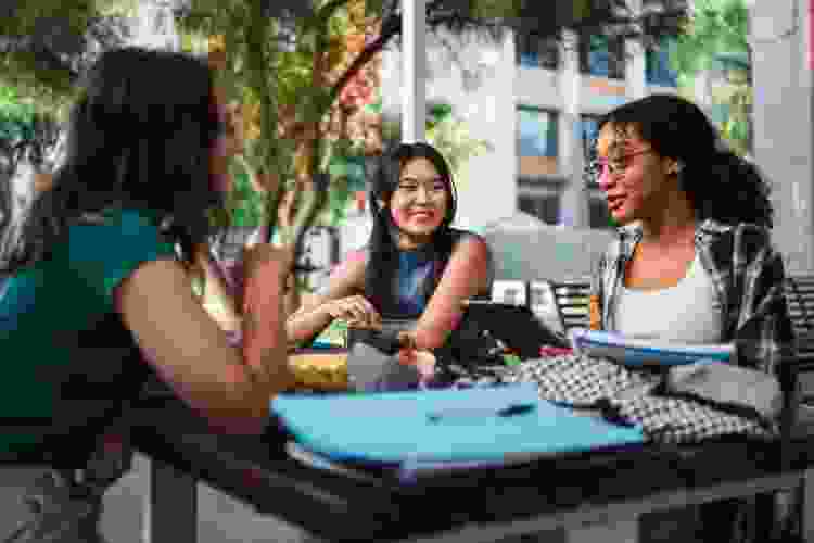 students talking