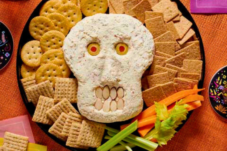 Skull-Shaped Cheese Ball Board