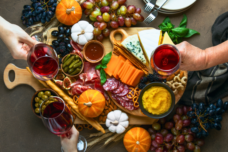 Fall charcuterie board for Halloween