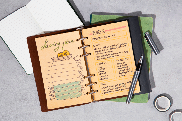 person writing a budget tracker