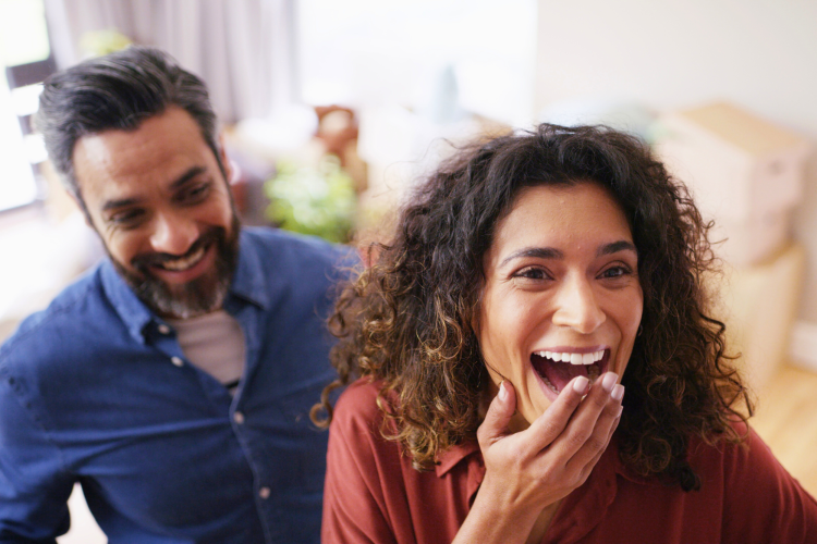 couple laughing out loud