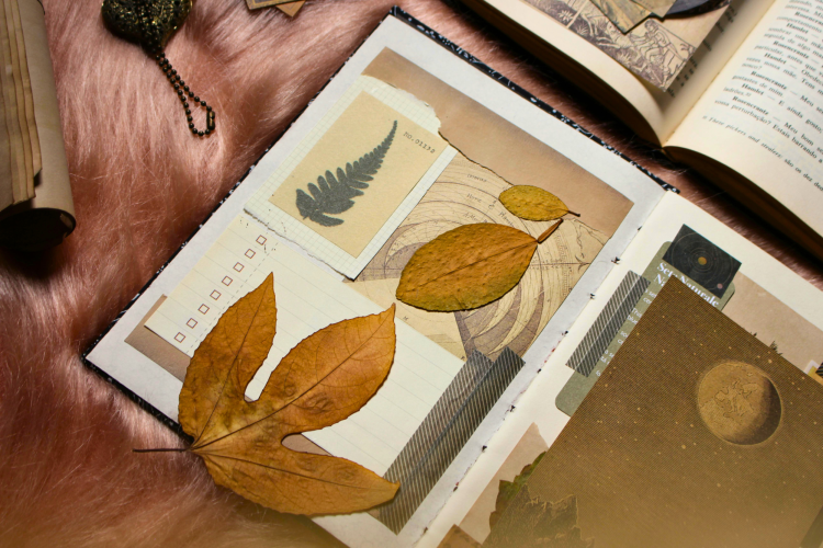 junk journal with real leaves