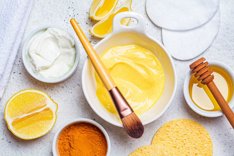 facemask mixture with orange, honey, and yogurt