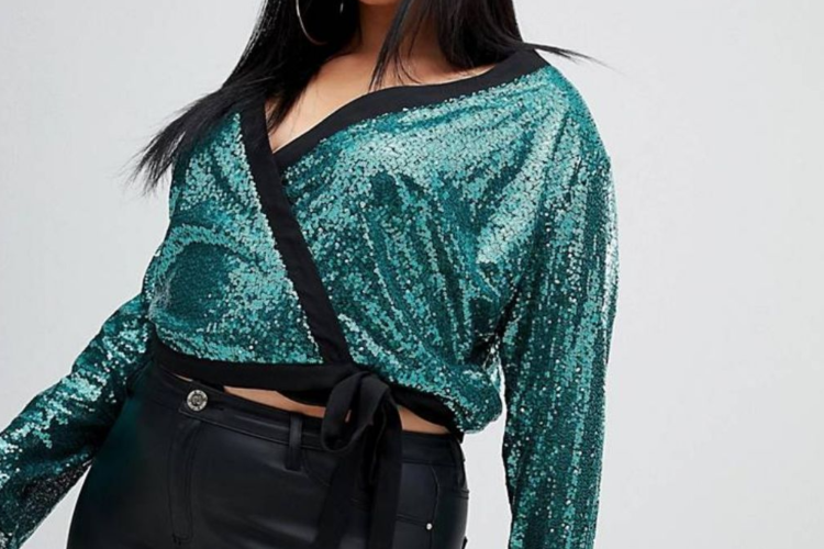 Sequin Wrap Top