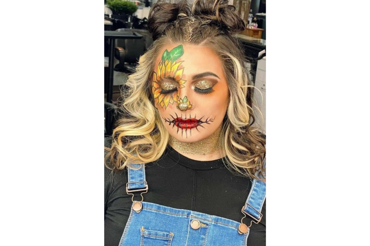 Sunflower Scarecrow Halloween Face Paint Idea