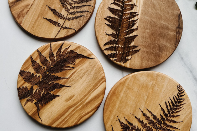 set of wood coasters
