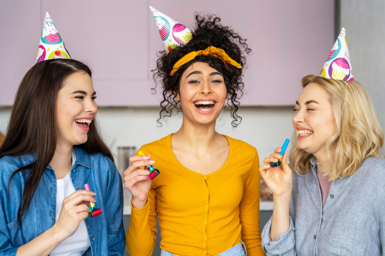 Diverse Women Laughing at Birthday jokes