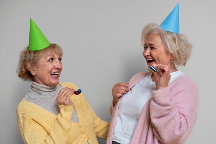 Older Women Laughing at Birthday joke