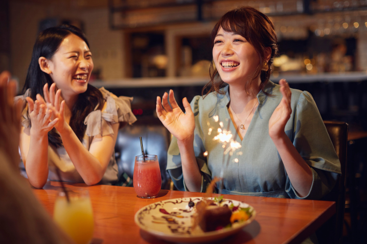 Women Laughing during birthday