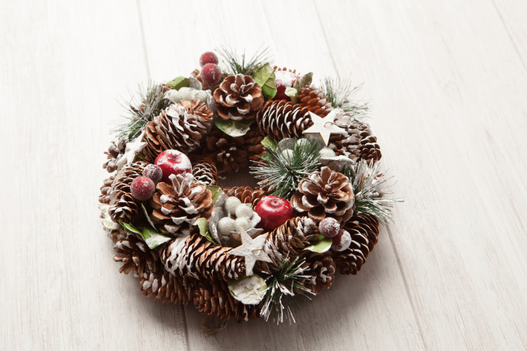 Painted Pine Cone Wreath