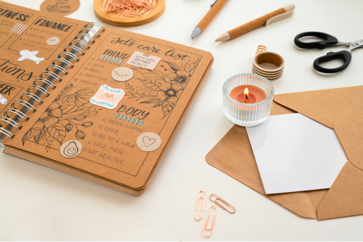 still life colorful overloaded bullet journal