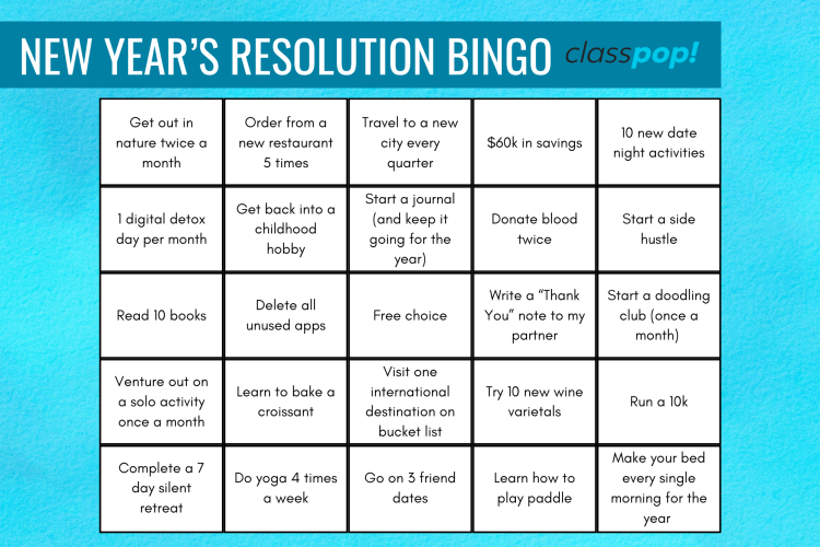 New Year's Resolution card example classpop