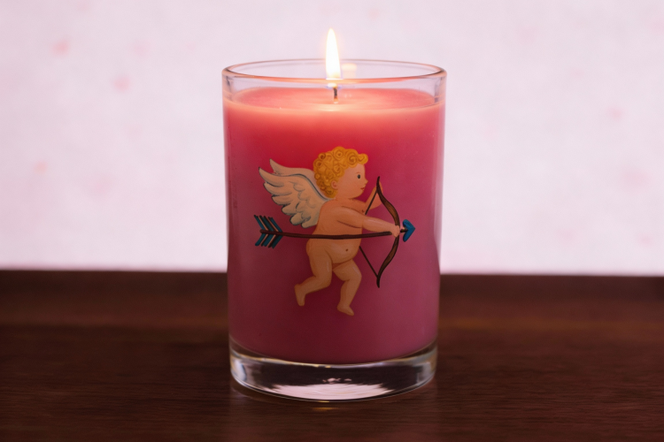 candle painting with Cupid and his Arrow