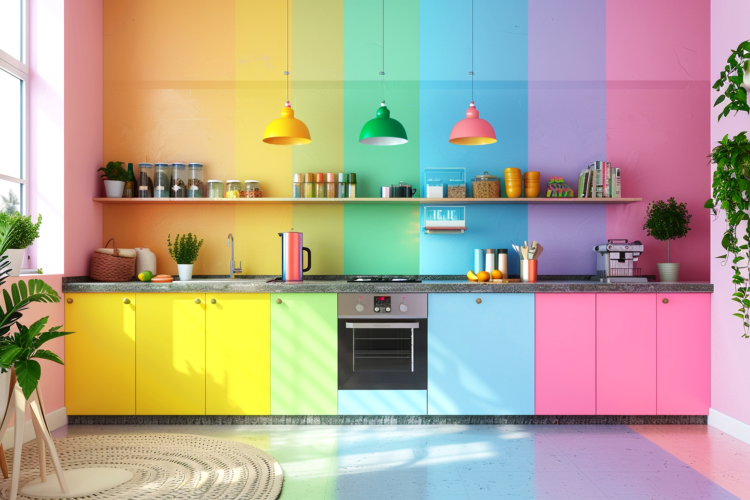 color coded kitchen