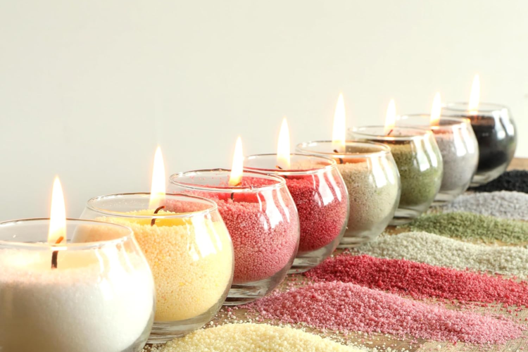 colored sand candles