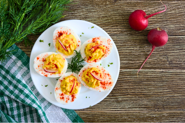 a diaplsy of deviled eggs ingredients