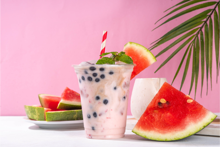 watermelon boba tea
