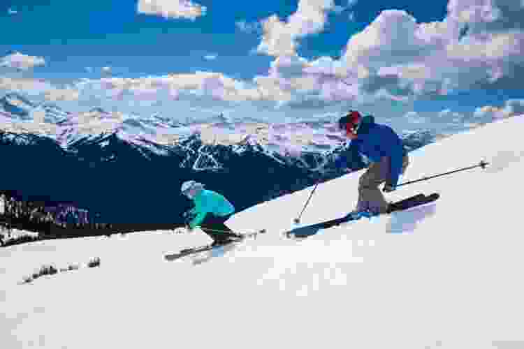 snow skiing down the slopes