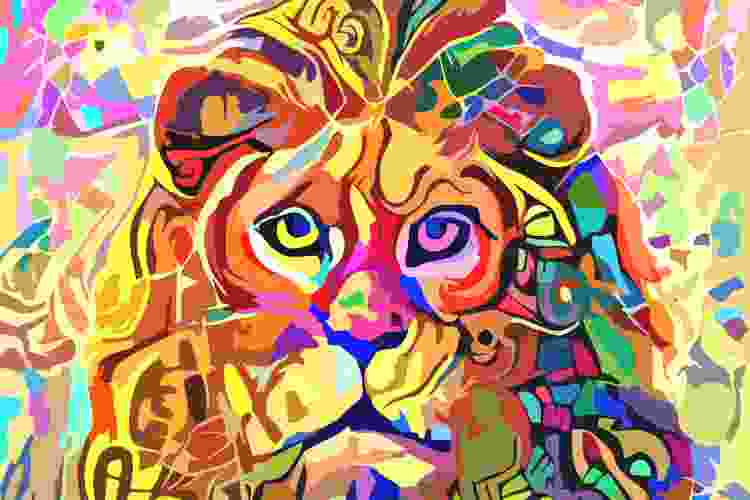 colorful abstract lion painting