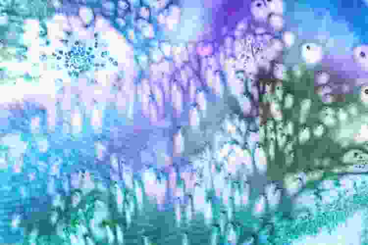 blue and purple watercolor paper with salt speckles