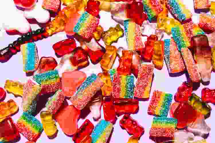 throwback candy spread on a table