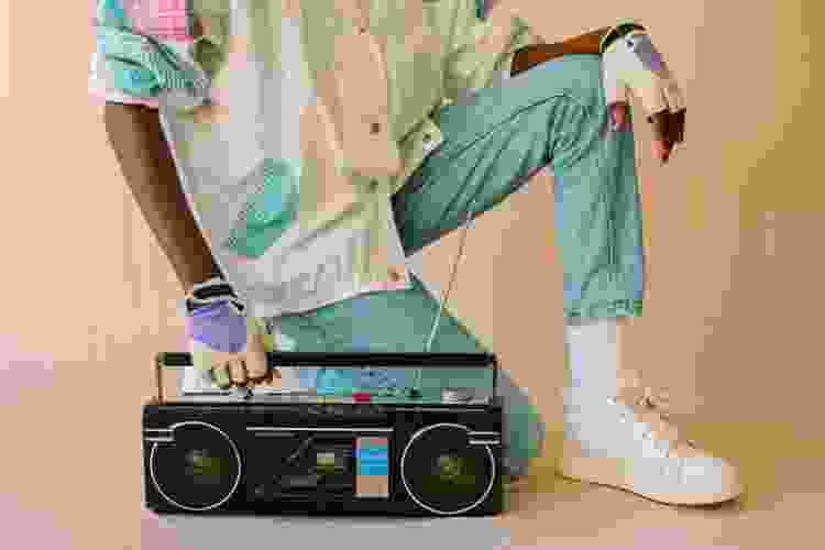 80s theme party dance off with boombox