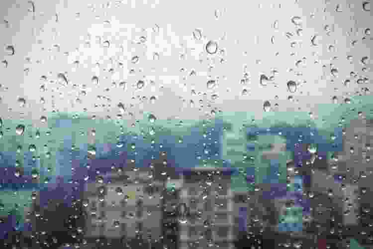 A rainy city view