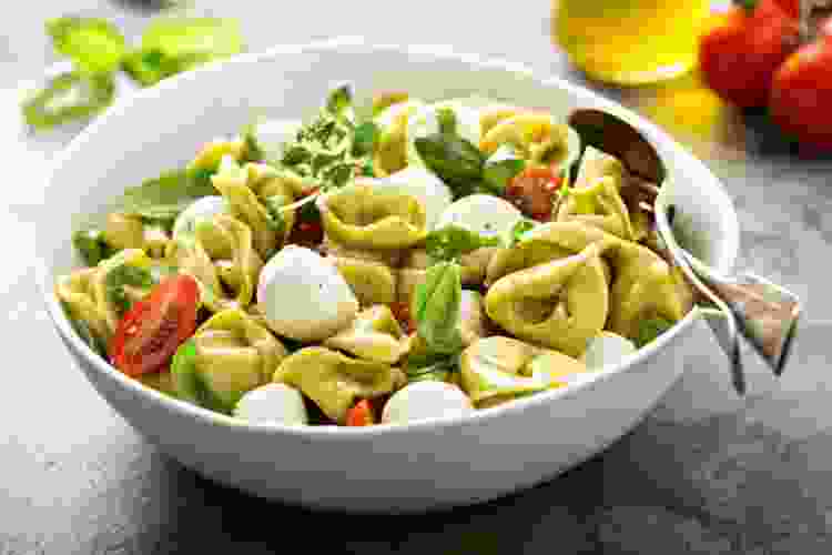 bowl of cold pasta salad 