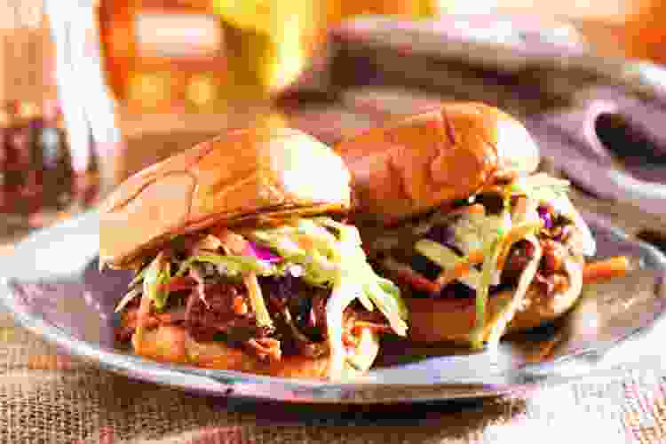 This fall dinner idea is to make Applesauce Pulled Pork Sandwiches.