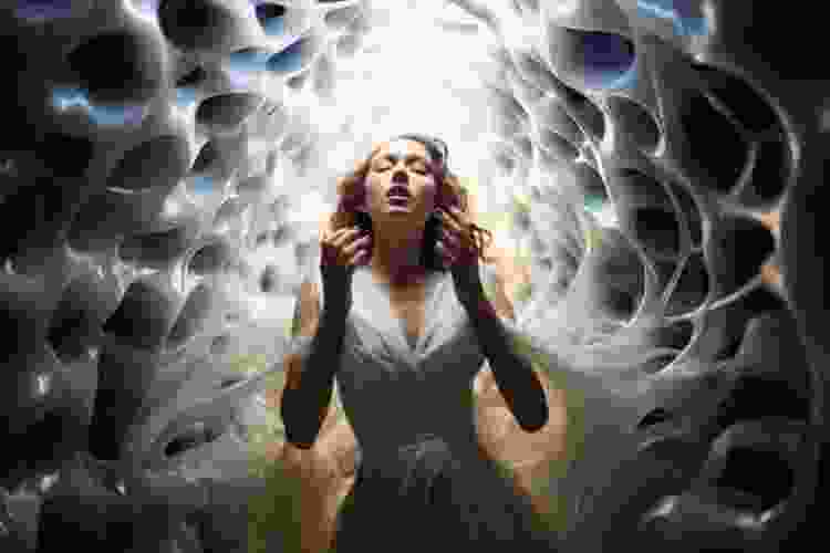 Artistic image of a woman with a strange background