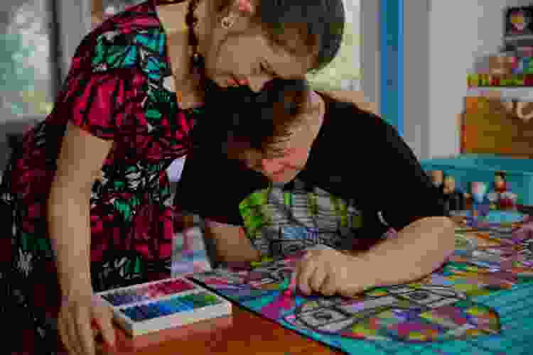 couple making arts and crafts together