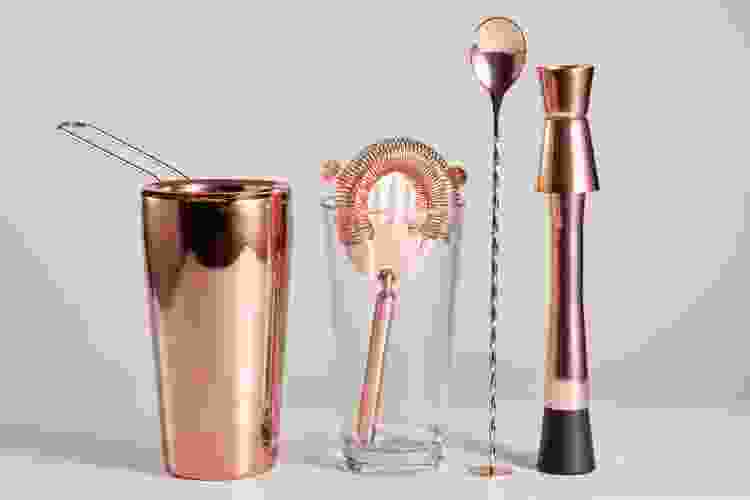 rose gold barware set