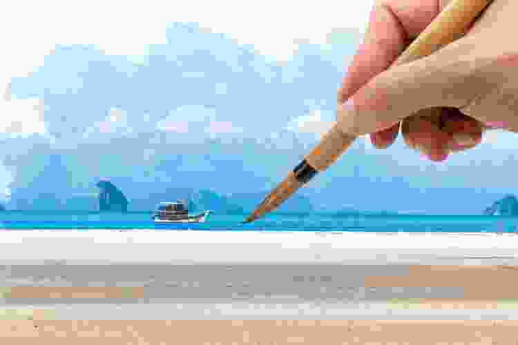 beach vacation couple painting idea