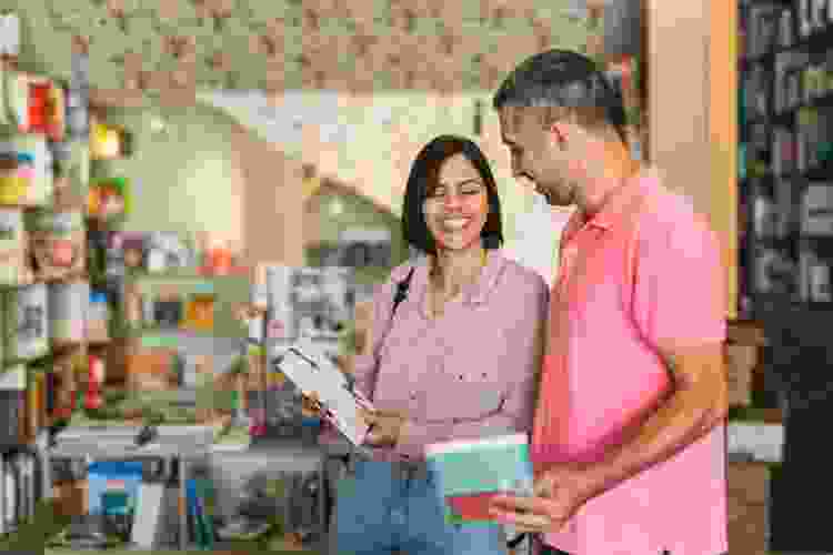 couple shopping in bookstore together