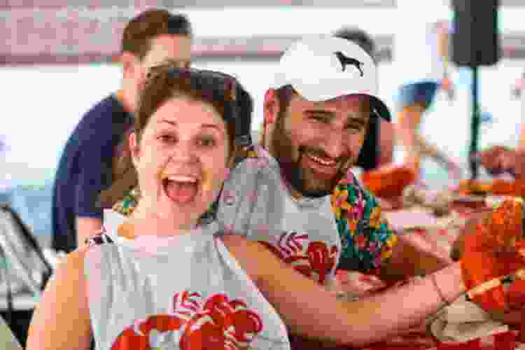 couple eating lobster at Boston seafood festival