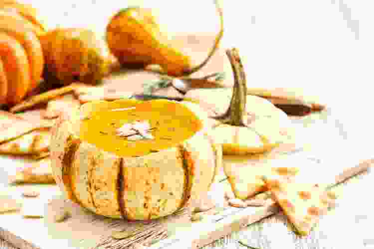 Butternut Squash Soup in pumpkin bowl