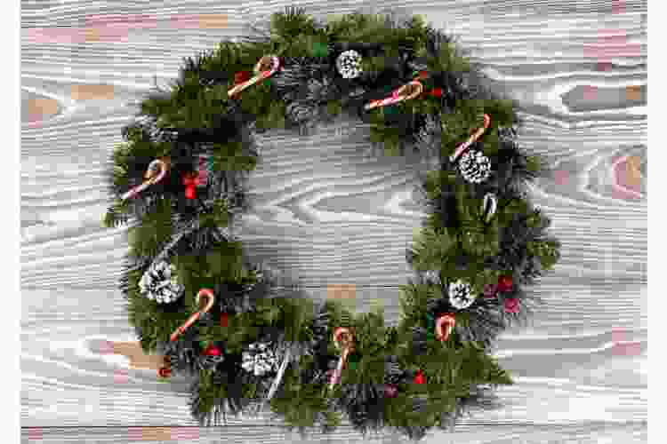 Christmas wreath with candy canes