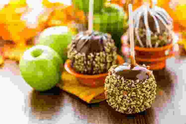 caramel apples in fall colors