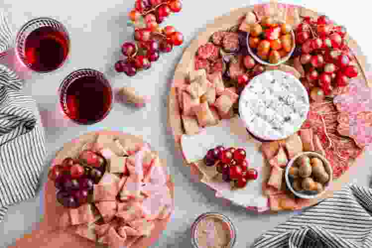 pink themed charcuterie board