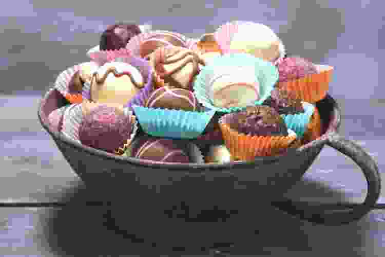 colorful gourmet chocolates in a bowl