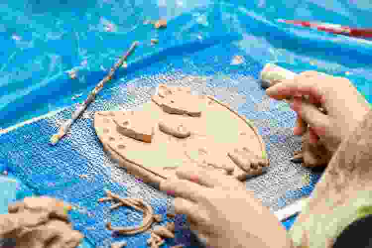 hand building pottery clay owl