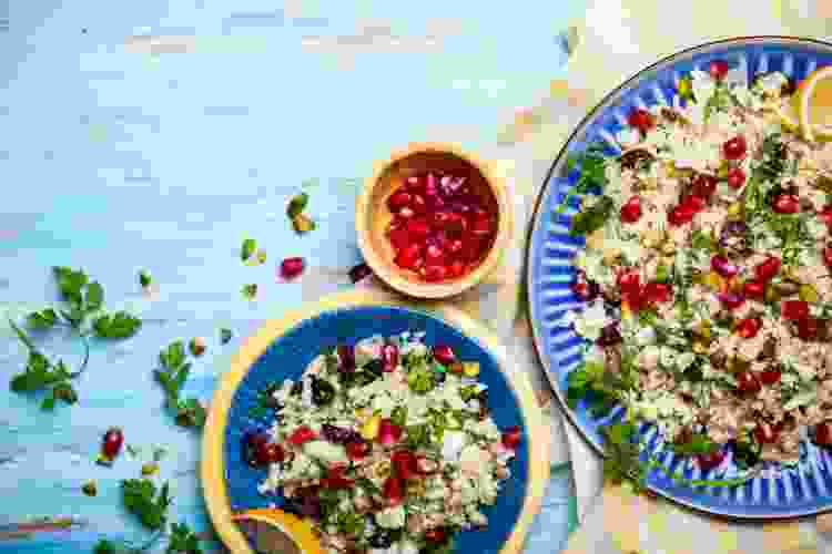 large bowls of couscous salad