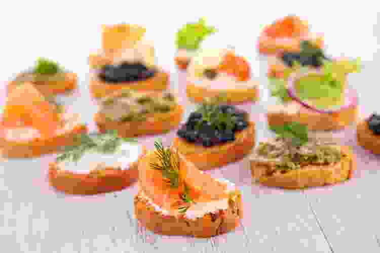 A wedding food idea for a buffet is to serve Crostini.