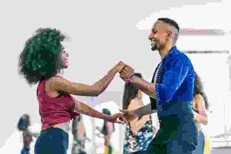 couple dancing together in dance class