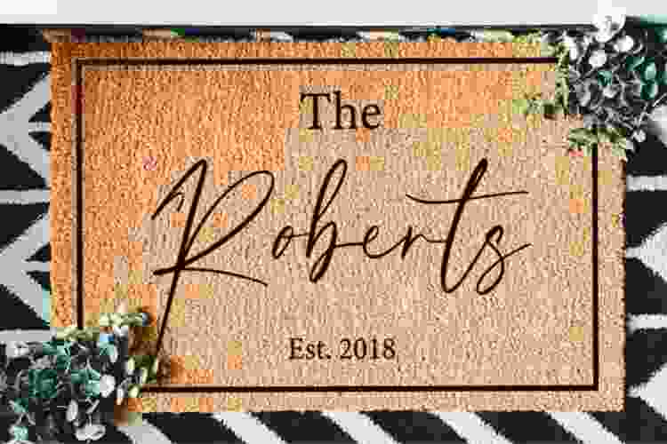 personalized door mat engagement party gift